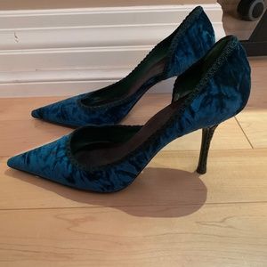 Vero Cuoio Deep Green/Teal Velvet Italian Shoe Size 37